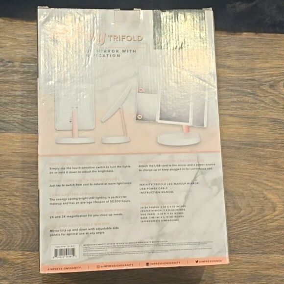Impressions Infinity Trifold LED Makeup Mirror w/Magnification - Picture 12 of 12